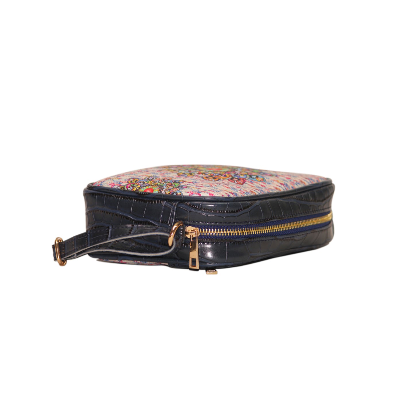 Multicolour Mandala Rectangular Sling Bag Navy Blue Exterior 103-1