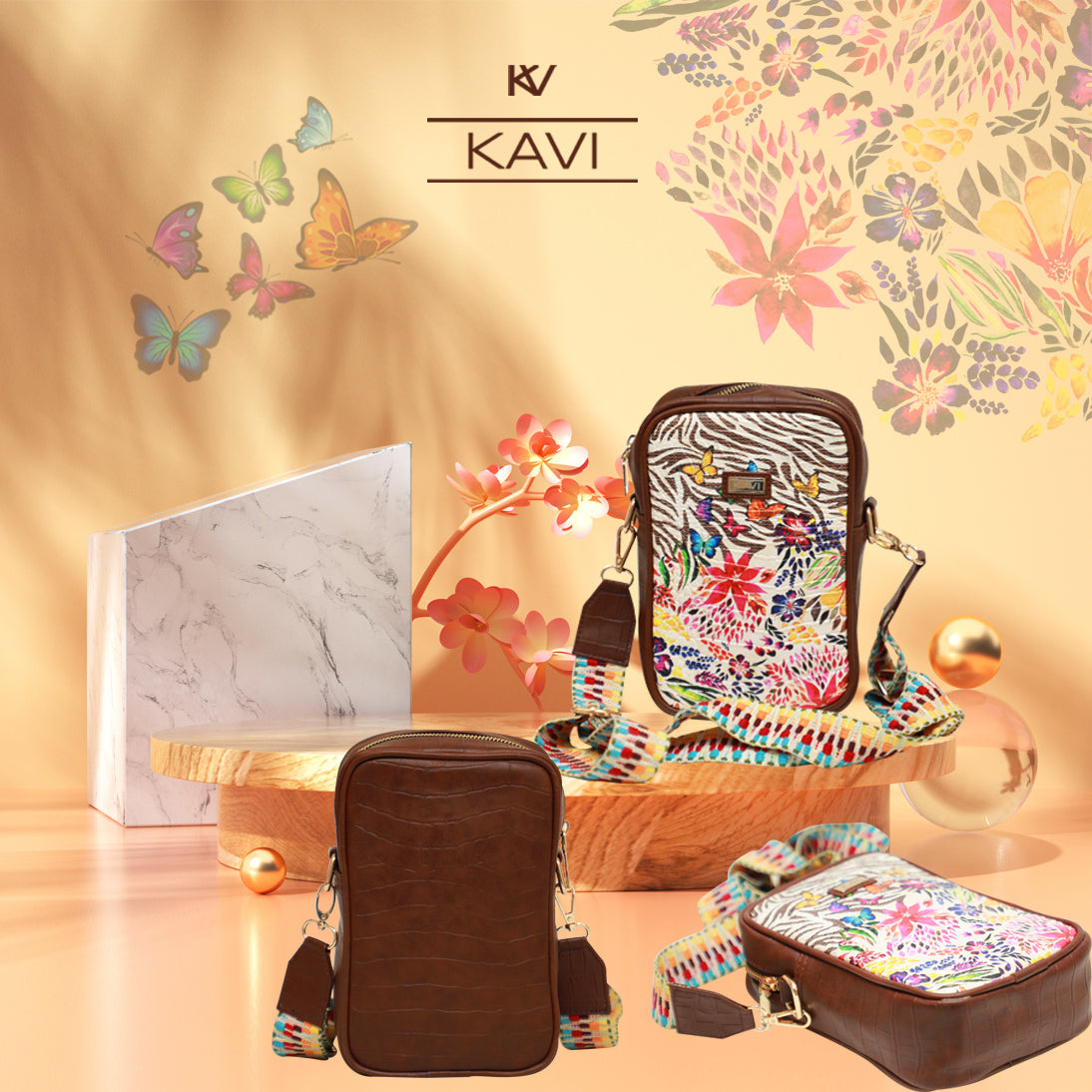 Summery Floral Crossbody Sling Bag 1203