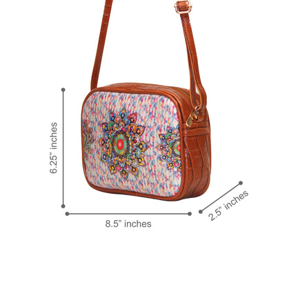 Multicolour Mandala Rectangular Sling Bag Brown Exterior 103-2