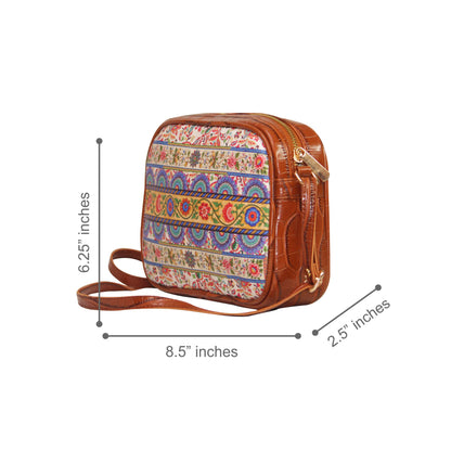 Mini Mandala Rectangular Sling Bag Brown Exterior 104-2