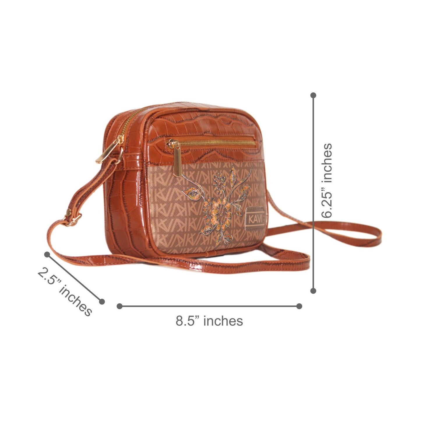 Golden Autumn Rectangular Sling Bag Brown Exterior 105-1