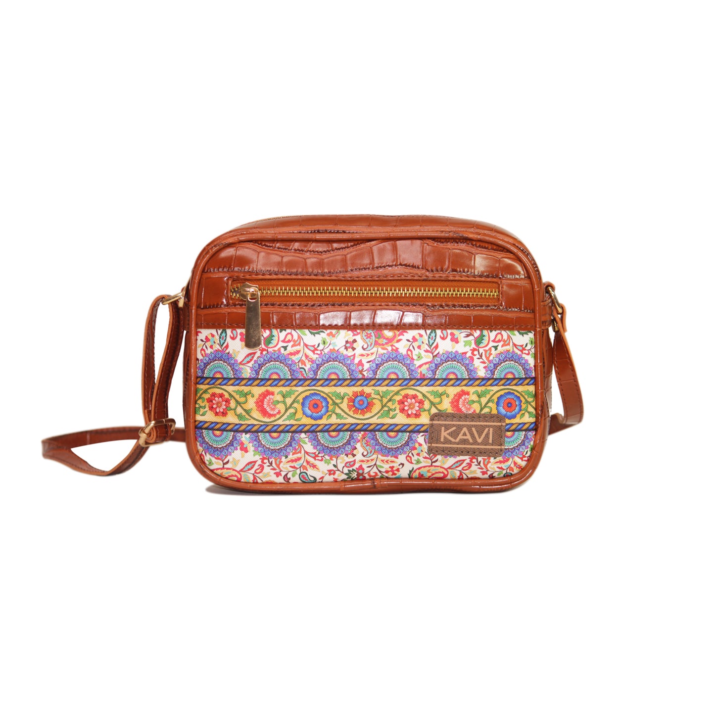 Mini Mandala Rectangular Sling Bag Brown Exterior 104-2