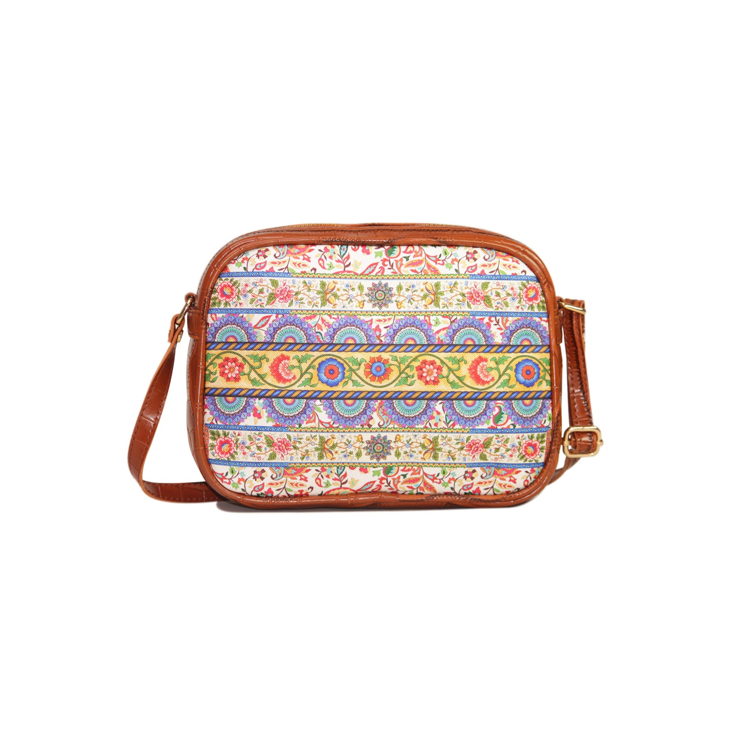 Mini Mandala Rectangular Sling Bag Brown Exterior 104-2