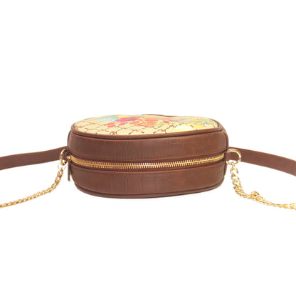 Multicolour Peonies Flower Round Sling Bag 410