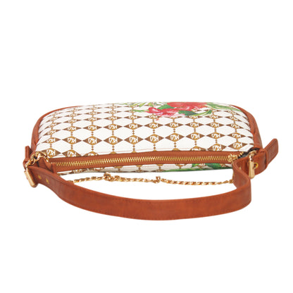 Hibiscus White Baguette Shoulder Bag 703