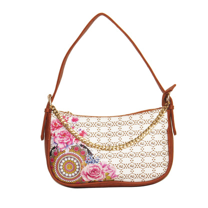 Tribal Mandala White Baguette Shoulder Bag 704