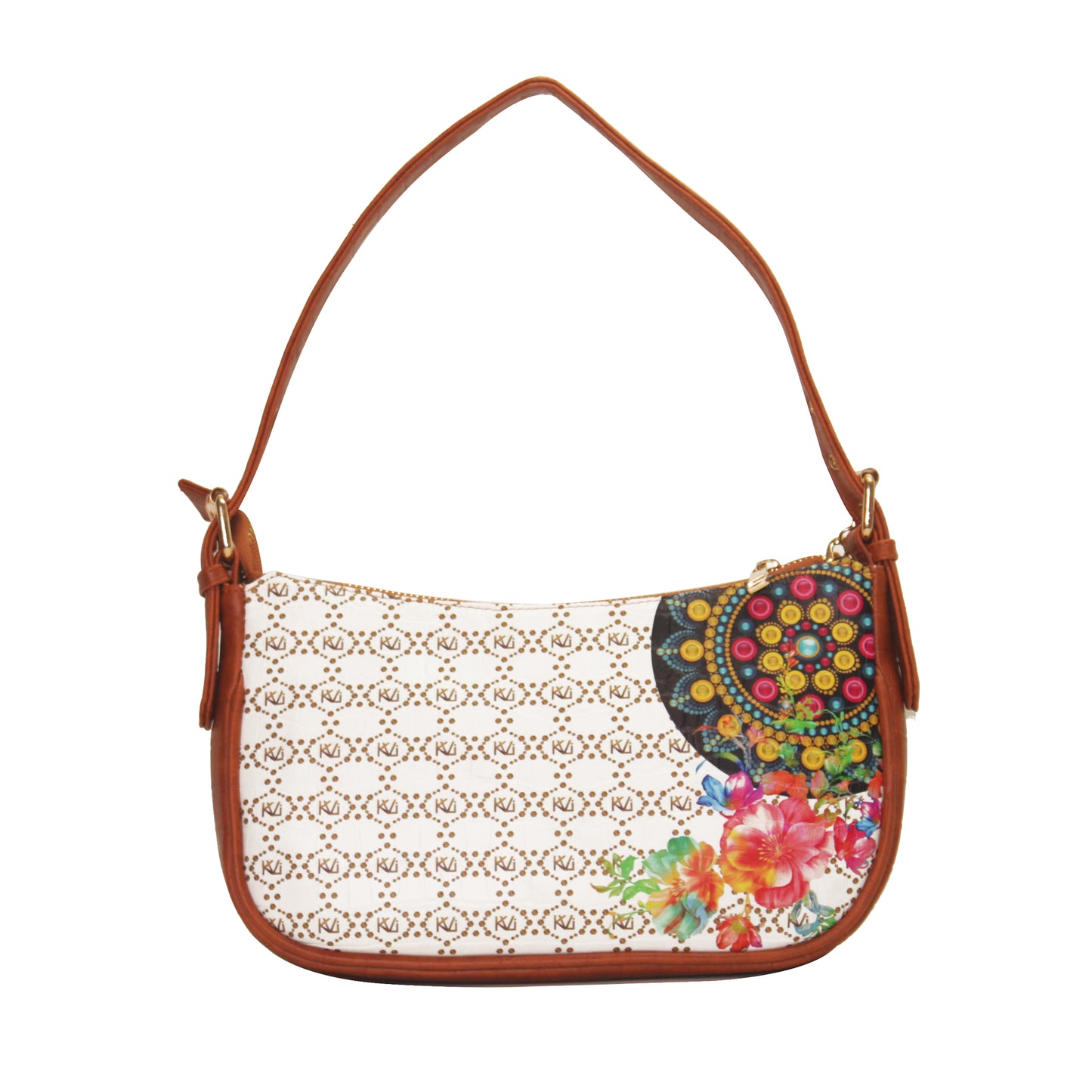 Tribal Mandala White Baguette Shoulder Bag 704