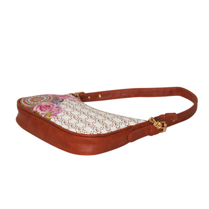 Tribal Mandala White Baguette Shoulder Bag 704