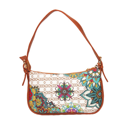 Multi Mandala White Baguette Shoulder Bag 705