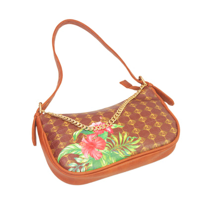 Hibiscus Brown Baguette Shoulder Bag 708