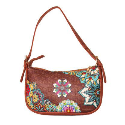 Multi Mandala Brown Baguette Shoulder Bag 710