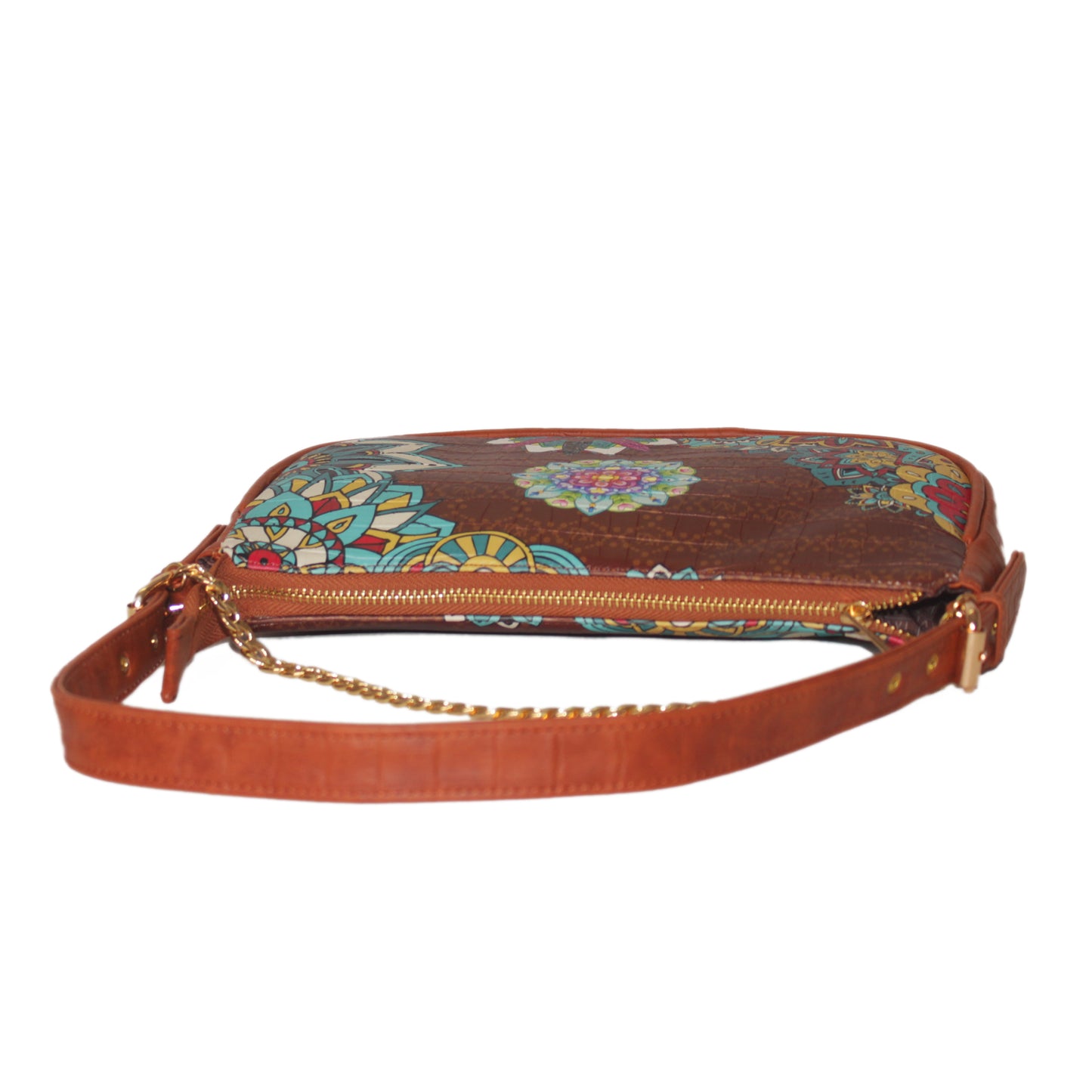 Multi Mandala Brown Baguette Shoulder Bag 710