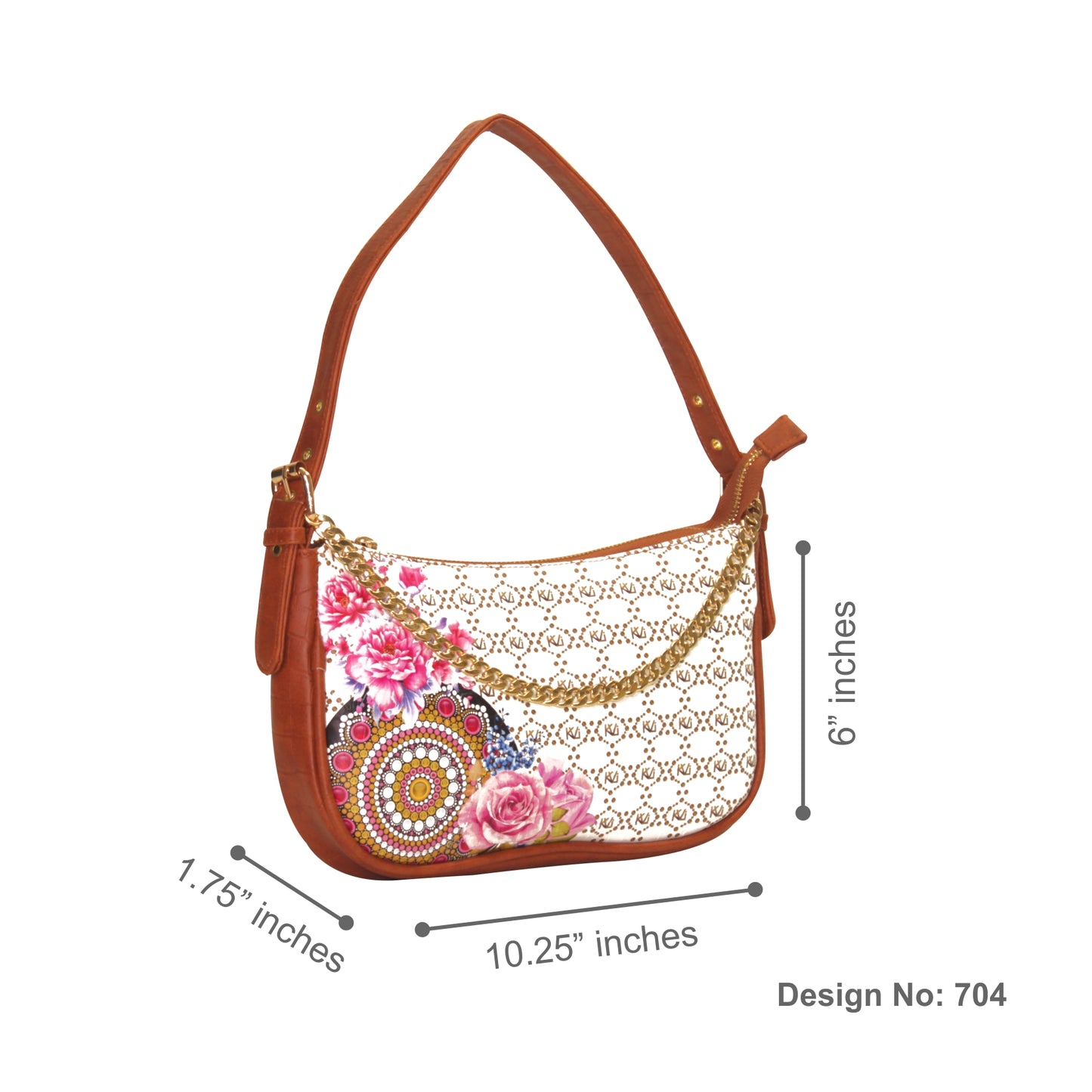 Tribal Mandala White Baguette Shoulder Bag 704