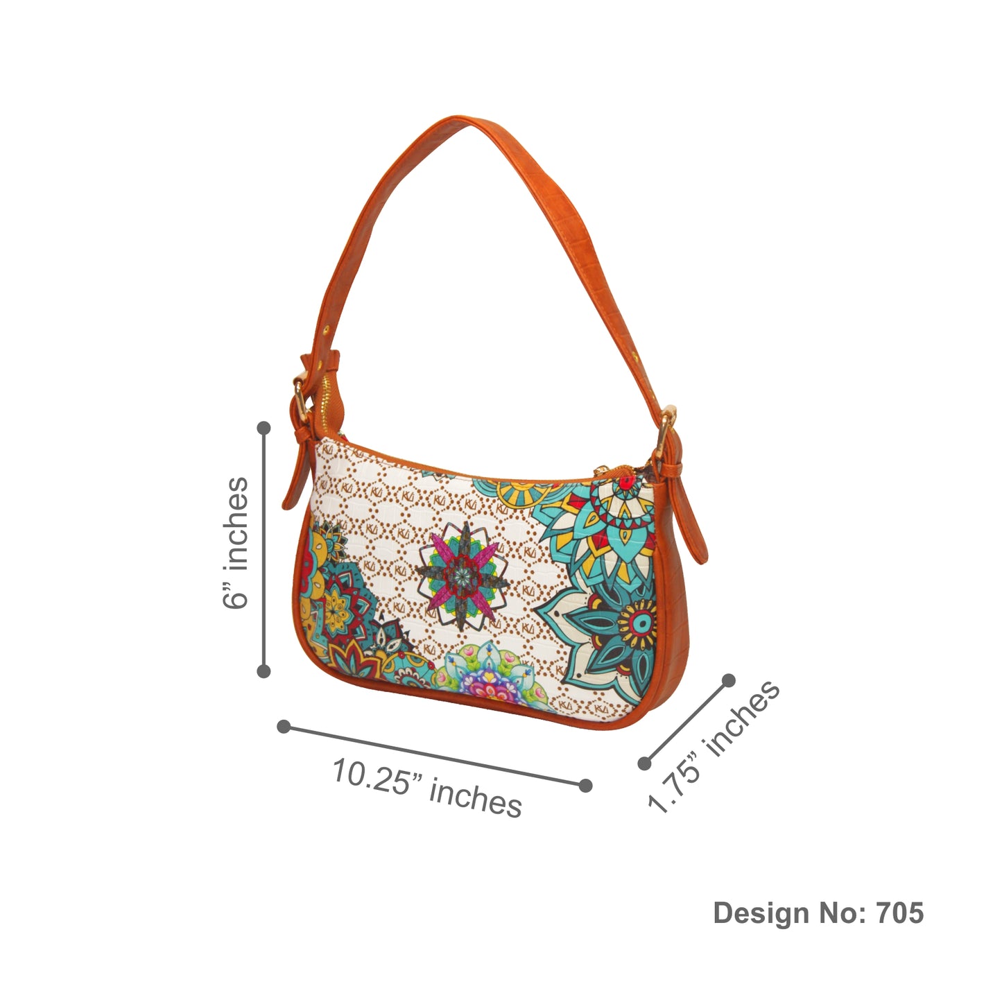 Multi Mandala White Baguette Shoulder Bag 705