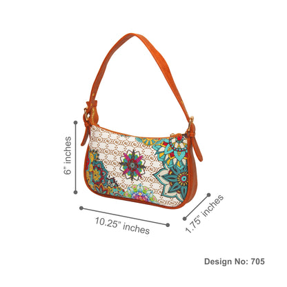 Multi Mandala White Baguette Shoulder Bag 705